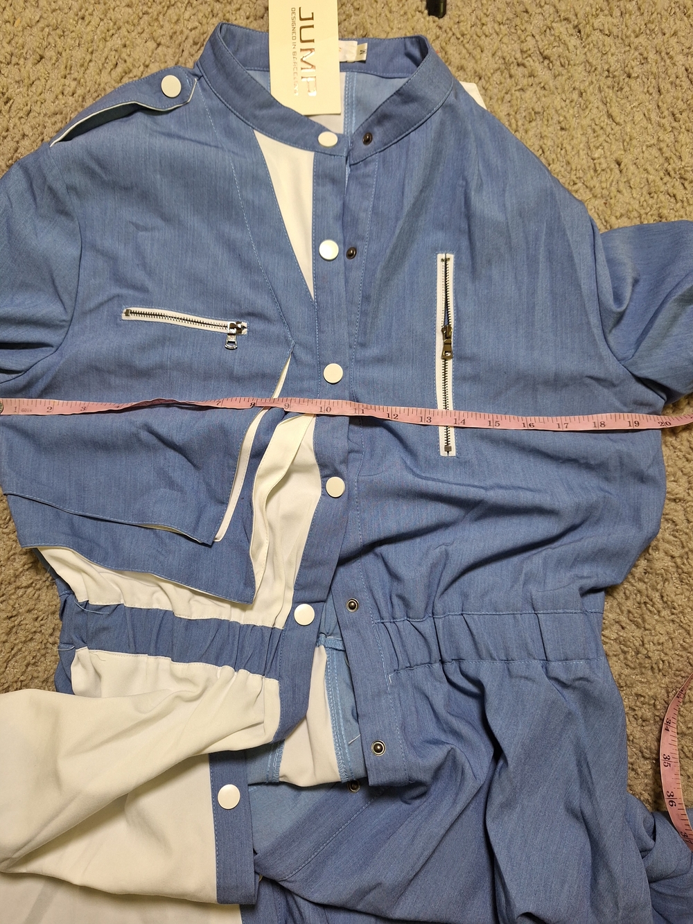 JUMP Barcelona Denim Colorblock Utility Maxi Dress Two Tone European Size M - Picture 10 of 11